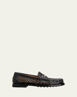 Tod's Perforated Leather Driver Penny Loafers