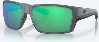 Costa Unisex Reefton Polarized Sunglasses In Matte Gray Frame Green Mirror Glass