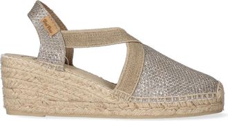 Toni Pons Platinum Espadrille Sandal Triton Plati - Dames - Sleehakken - Grijs - 37 EU - Leer - Schoenen