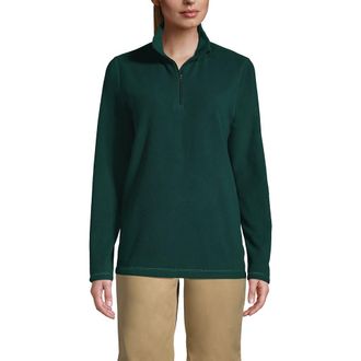 Lands End School Uniform Young Lightweight Fleece Quarter Zip Pullover in Evergreen at Nordstrom, Size X-Large