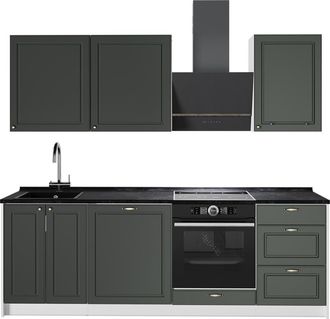 Vicco Mueble De Cocina Fame-line, Verde Dorado Casa De Campo/blanco, 230 Cm, Et Antracita, Vicco
