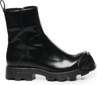 Diesel Zwarte Leren Laarzen met Rits en Ronde Neus - Heren - Enkellaarsjes - Zwart - 45 EU - Leer - Schoenen