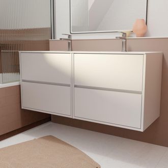 Aurlane Aurlane - Pack Mueble De Ba&ntilde;o 120 Cm Blanco Lacado 4 Cajones Con Lavabo De Cer&aacute;mica