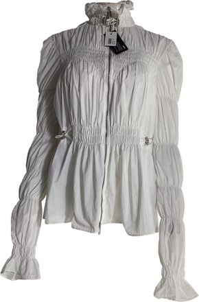Off-white Smocked Zipped Blouse in White Nylon