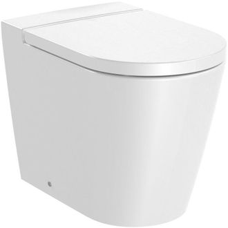 Roca Roca A347526000 Inspira Round Inodoro Rimless Tanque Alto Con Tapa Blanco Brillo - Ref: A347526000+a80152200b