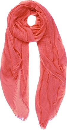 World of Shawls Chic Ladies Crinkle Distressed Effect Scarf with Fringed Edges (Coral)