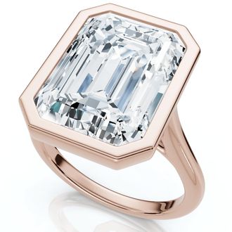 Pompeii3 Certified 10 Ct Emerald Cut Bezel Diamond Engagement Ring 14k or Pt Lab Grown