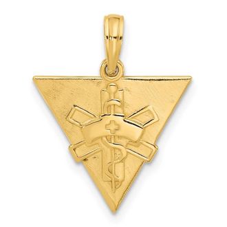 Diamond2Deal 14k Yellow Gold Polished Triangle Caduceus Charm Pendant