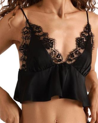 Kiki De Montparnasse Orchid Cropped Cami in Black at Nordstrom, Size Medium