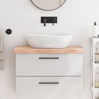 vidaXL Encimera De Ba&ntilde;o Madera Maciza Sin Tratar 80x40x(2-6) Cm Vidaxl