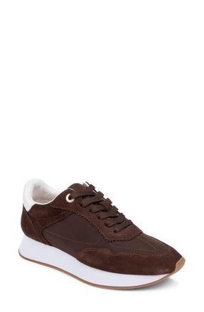 L'agence Deepa Mixed Media Running Sneaker in Chocolate at Nordstrom, Size 6.5
