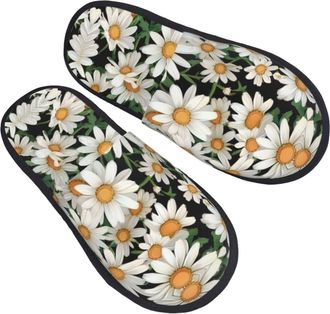 Generic Warm Mens Slipper Daisy Flower Pattern print Mens Slipper Lightweight Womens Slippers for Bedroom Guest Ladies M