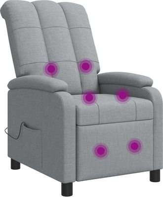 vidaXL Silla De Masajes Reclinable Gris Claro Tela Vidaxl
