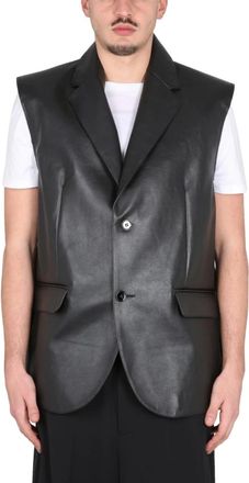 Maison Margiela Chaleco de piel - Jackets - Hombre - Negro - M