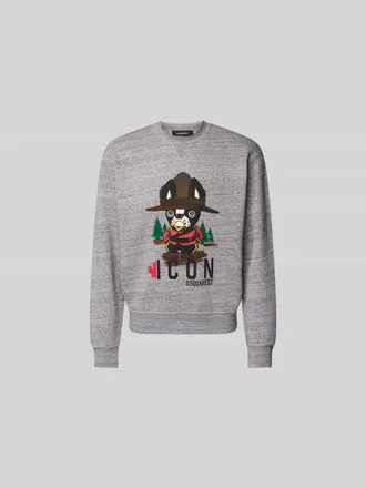 Dsquared2 Sweatshirt mit Label-Print in Mittelgrau, Gr&ouml;&szlig;e XXXL