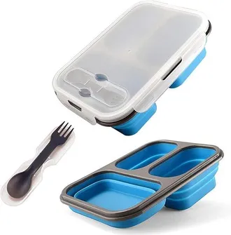 OEM Bento Box Pieghevole, Porta Pranzo Bento A Prova Di Perdite, Porta Pranzo In Silicone, Porta Pranzo Pieghevole, Contenitore Per Alimenti Con Tre Scomp