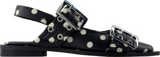 Ganni Pelinova Ballerina met Gesp - Dames - Ballerinas - Zwart - 37 EU - Leer - Schoenen