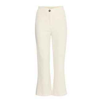 Ichi Cropped flare broek Birch - Dames - Wijde Broeken - Wit - 2XL - Broeken