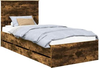vidaXL Estructura De Cama Roble Ahumado 100 X 200 Cm Madera Ingenieril Vidaxl
