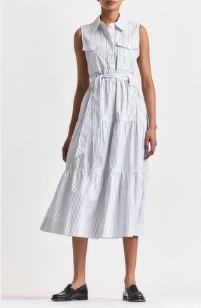 Derek Lam Florence Sleeveless Shirtdress in White/Navy Stripe at Nordstrom Rack, Size 12