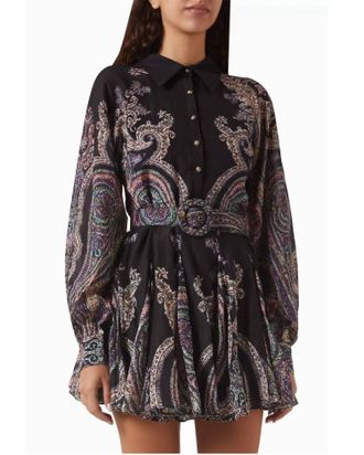 Hemant & Nandita Omya Paisley Mini Shirtdress In Organza