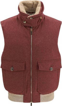 Brunello Cucinelli Red Regular Sleeveless Jacket