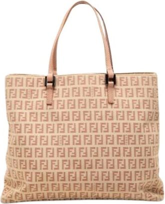 Fendi Pre-owned Canvas Tote - Dames - Vintage Shopper - Beige - ONE Size - Leer - Vintage