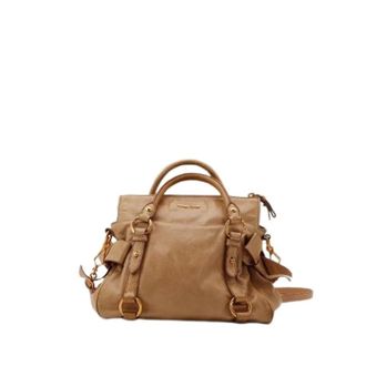 Miu Miu Pre-owned Handbags, female, Brown, Size: ONE SIZE Pre-owned Le Vitello Bow