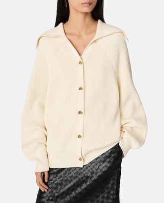 Bottega Veneta White Cotton Rib Cardigan