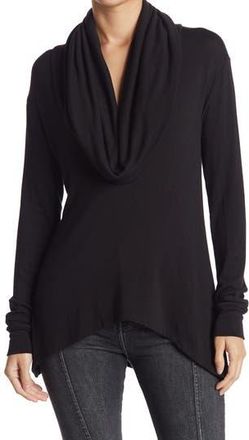 Go Couture Cowl Neck Long Sleeve Sweater in Black at Nordstrom Rack, Size X-Large