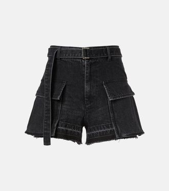 sacai Belted denim shorts
