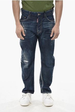 Dsquared2 Vintage-Effect Jeans BRO with Leather Patch Logo 20cm size 48