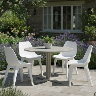 Dmora Silla De Exterior Montivilla, 4 Sillas, Soporte 120 Kg, Hecho En Italia, Asiento Blanco, Blanco