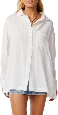 Rip Curl Vibe Surf Oversize Button-Up Shirt in White at Nordstrom, Size Xx-Small