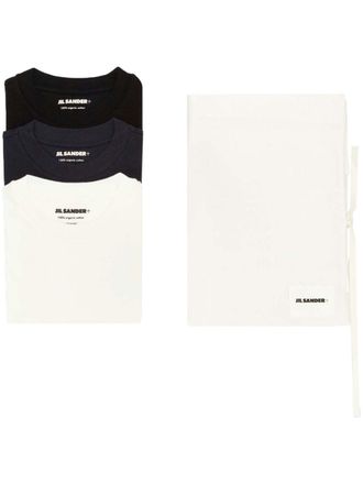 Jil Sander Drie T-shirts met logopatch - Wit