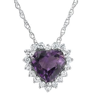 Pompeii3 2 1/5Ct Amethyst Heart Diamond Pendant Gold Lab Grown 18 Necklace