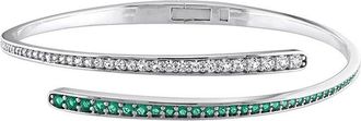 Rina Limor Silver 1.44 Ct. Tw. Lab-Grown Created Emerald, Created White Sapphire, Created White Sapphire Wrap Bangle Bracelet