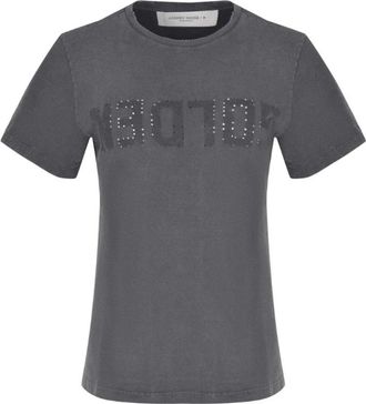 Golden Goose Logo-print Crew-neck T-shirt - female - Golden Goose - T-Shirts - Gray - XS - Tops