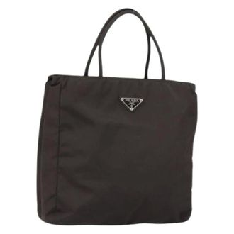 Prada Pre-owned Tote Bags, female, Brown, Size: ONE SIZE Pre-owned Nylon Tote Bag