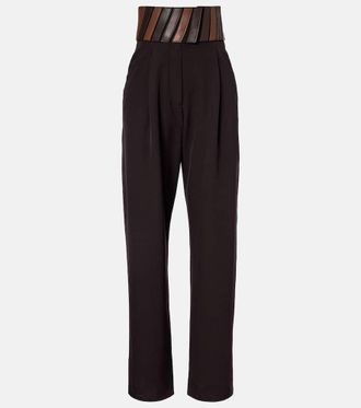 Alaia Ala&iuml;a Pantaloni regular in lana con pelle
