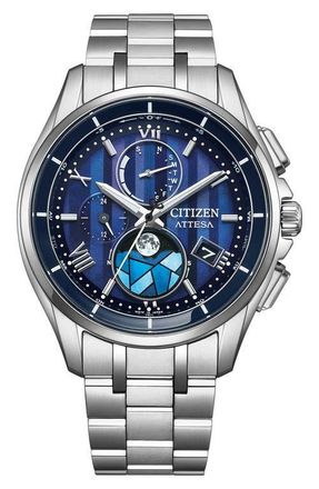Citizen ATTESA Atomic Timekeeping Stained Glass Chronograph Super Titanium Bracelet Watch, 41.5mm in Silver-Tone at Nordstrom