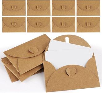 OEM 20 Unidades, Mini Sobres, Cierre En Forma De Coraz&oacute;n, Brillantes, Papel Kraft, Perfectos Para Navidad, A&ntilde;o Nuevo Y San Valent&iacute;n, Rosa + Azul