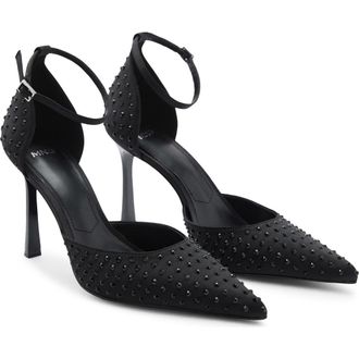 Mango Crystal Ankle Strap Pump in Black at Nordstrom, Size 8.5Us