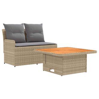 vidaXL Sof&aacute; De Jard&iacute;n Con Reposabrazos Y Mesa Elevable 2 Pieza Vidaxl
