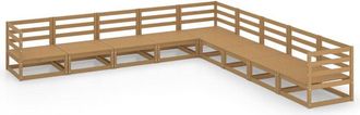 vidaXL 9 Piece Garden Lounge Set Honey Brown Solid Pinewood Vidaxl