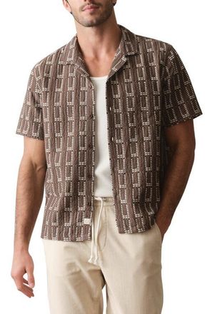 Marine Layer Dobby Resort Camp Shirt in Brown at Nordstrom, Size X-Large