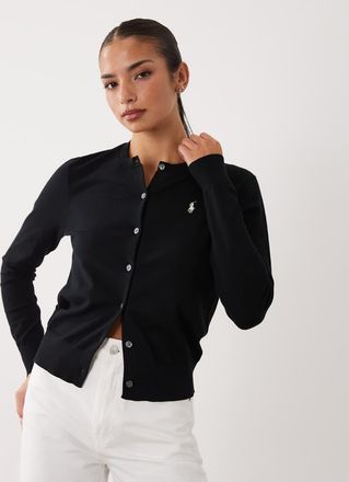 Polo Ralph Lauren Cardigan in maglia sottile nero con logo