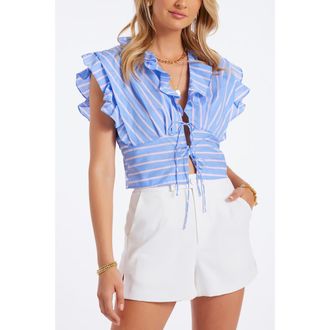 Bishop + Young Raphael Ruffle Top in Blue Stripe at Nordstrom, Size X-Small