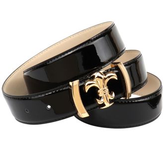 Anthoni Crown Lederg&uuml;rtel ANTHONI CROWN, Damen, Gr. 80, schwarz, Leder, unifarben, G&uuml;rtel Lederg&uuml;rtel, Lacklederg&uuml;rtel in schwarz mit Lilienschliesse