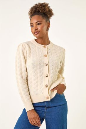 Roman Textured Buttoned Knit Cardigan